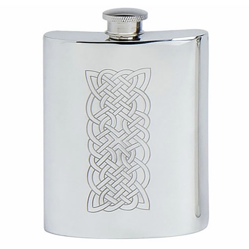 Pewter Flask with Celtic Knot Decoration