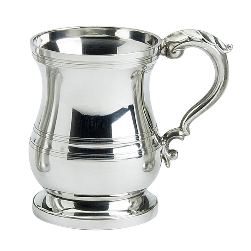 1PT Polished Pewter Tankard in Tudor Style