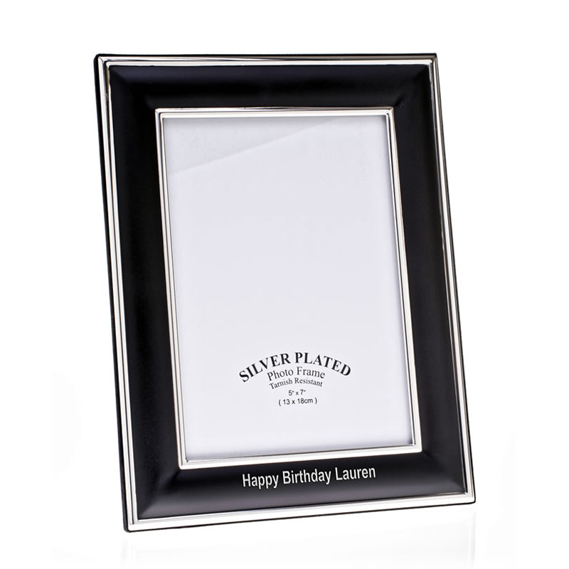 Engraved Black & Silver Plated 6x4in Photo Frame