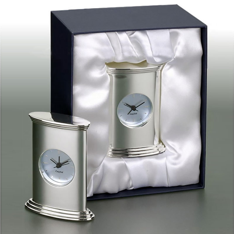 Silver Plated Clock in Gift Box